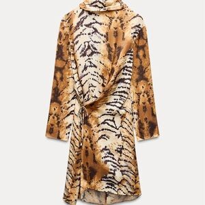 Zara Animal Print Long Sleeve Dress